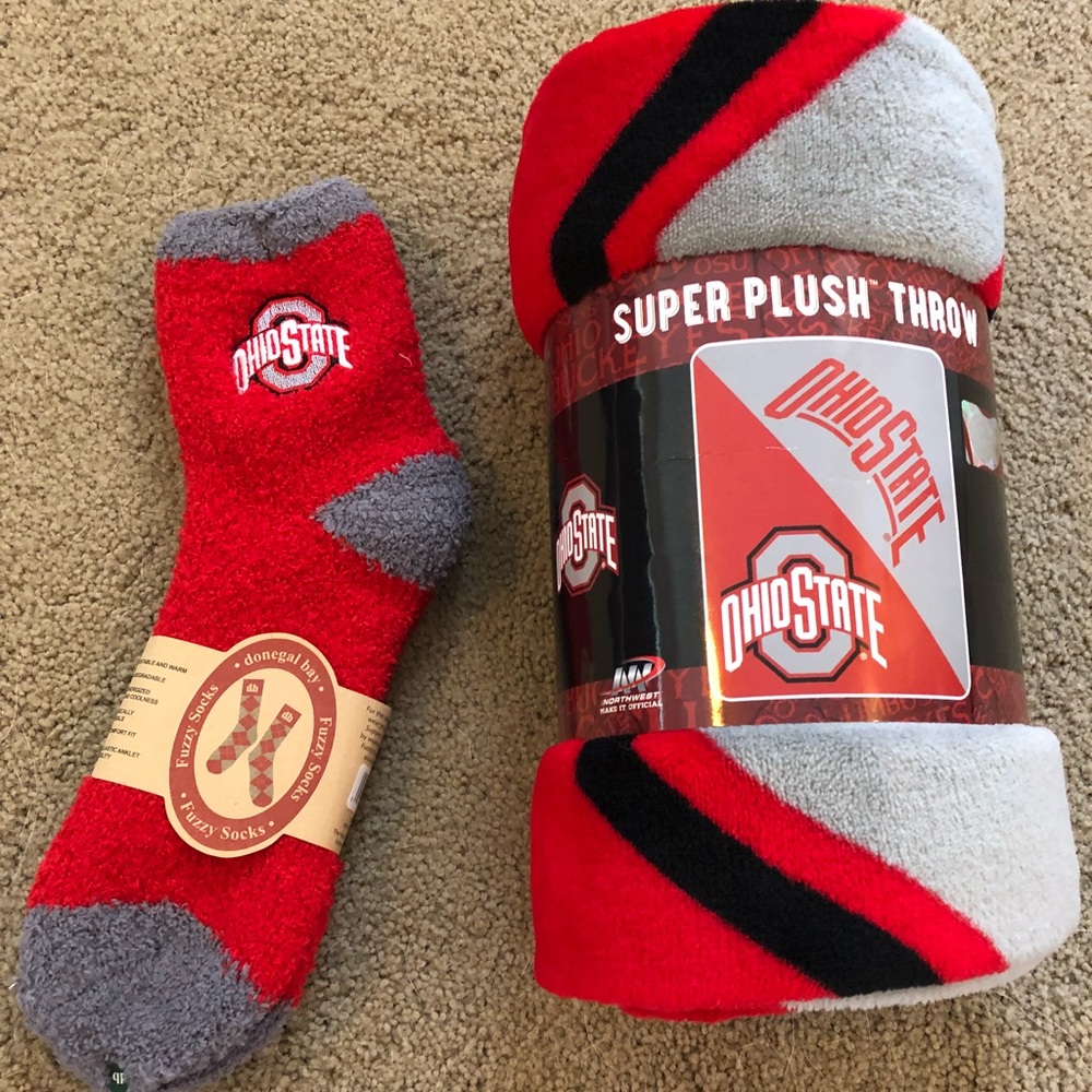 Ohio State Fan Throw and Fuzzy Socks